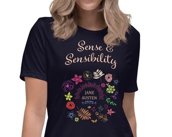 Maglietta rilassata da donna Sense & Sensibility / Jane Austen / Regali letterari / Libro classico