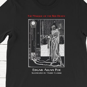 Poe T-Shirt, Masque of The Red Death, Short-Sleeve Unisex T-Shirt, Edgar Allan Poe Shirts, Book T-Shirt, Booklovers, Classic Books