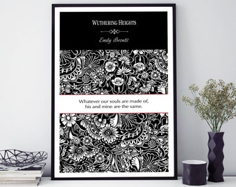 Wuthering Heights | Emily Bronte | Wydruk artystyczny | Cytat literacki | Klasyczna książka | Plakaty książkowe
