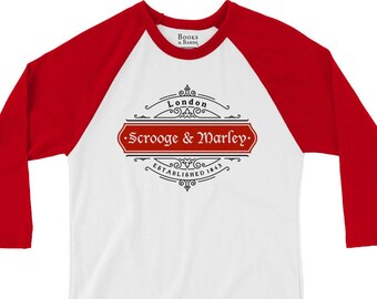 Camiseta Scrooge y Marley / Raglán 3/4 / Charles Dickens / Cuento de Navidad / Regalo literario / Libro clásico