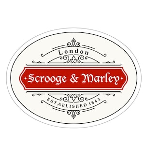 Pegatina de Un cuento de Navidad / Scrooge y Marley / Charles Dickens / Regalo navideño / Libro clásico / Regalo literario