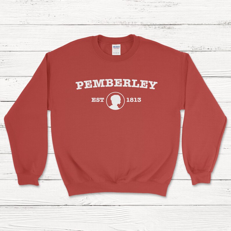 Pemberley Sweatshirt Jane Austen Literary Shirt Classic Book Pride and Prejudice Sweater Red