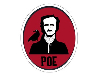 Edgar Allan Poe Sticker, Poe Yinyl Sticker, Literary Stickers, Literary Gift, Classic Books, Poe Decal