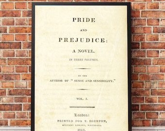 Pride and Prejudice Print | Jane Austen Poster | Literary Gift | Classic Book