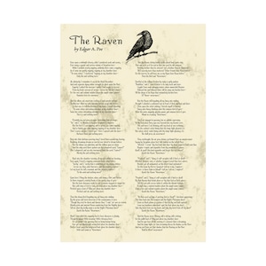 The Raven Poem | Edgar A. Poe  | Unabridged  | Literary Gift | Fine Arts Print