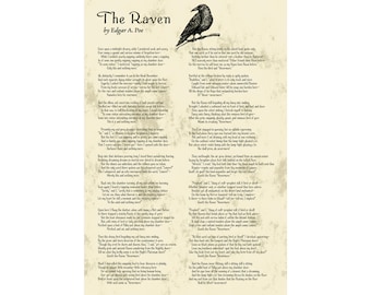 The Raven Poem | Edgar A. Poe  | Unabridged  | Literary Gift | Fine Arts Print