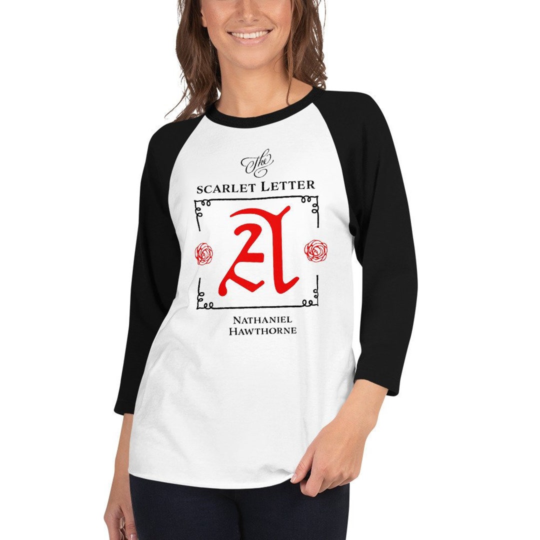 Women's T-Shirts [Out of Print] Nathaniel Hawthorne / The Scarlet Letter V-Neck Tee [Gilded] (Black) (Womens) il_1080xN.1783397463_smtp.jpg