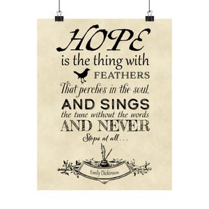 Emily Dickinson | &quot;Hope&quot; Fine Arts Print | Literary Print | Poetry Gift | The Classics