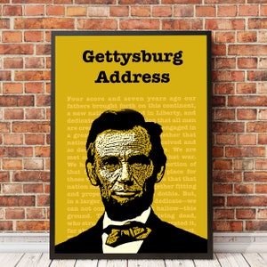 Abe Lincoln Poster | Gettysburg Address | History Poster | Pop Art | Civil War Print | Premium Matte Quality