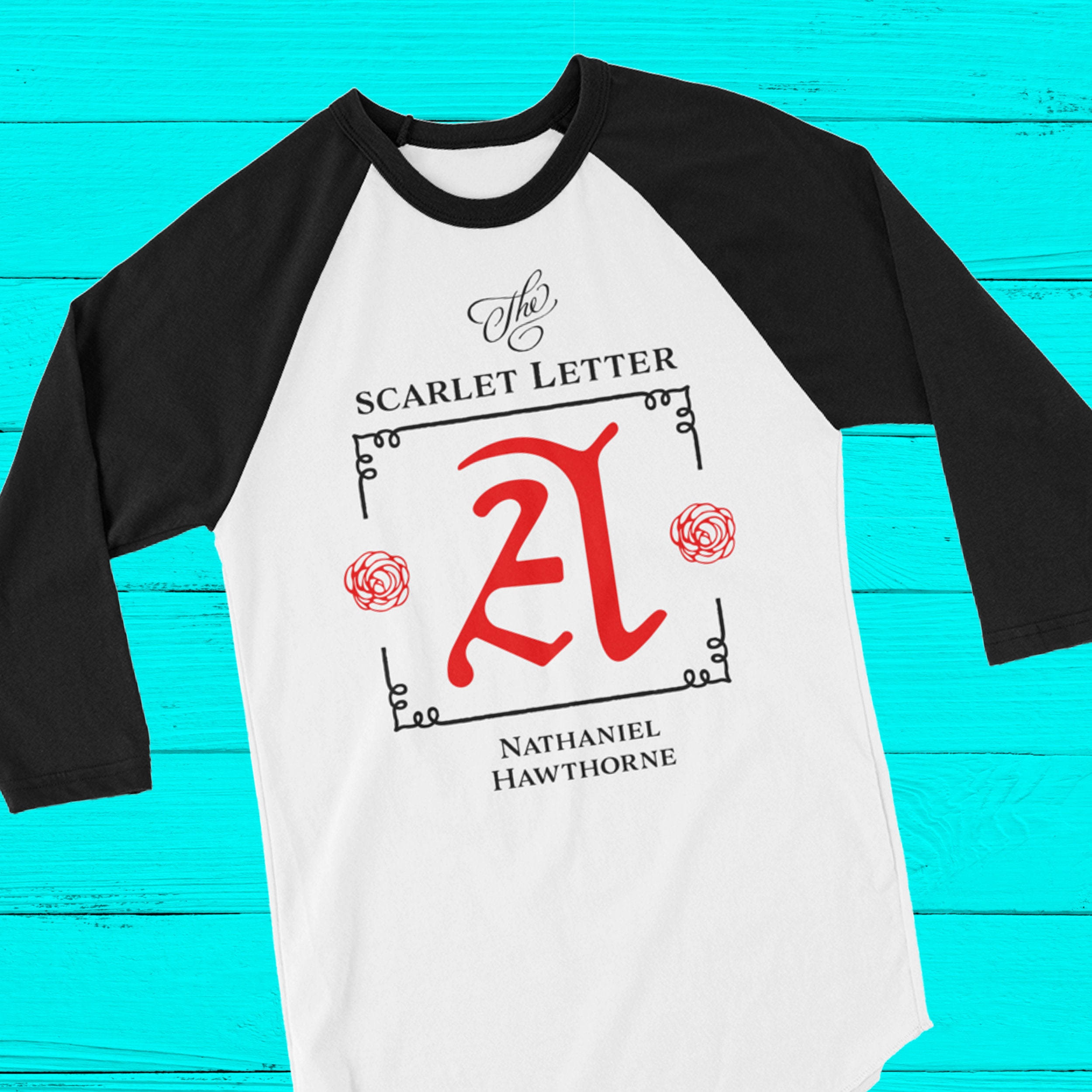 Women's T-Shirts [Out of Print] Nathaniel Hawthorne / The Scarlet Letter V-Neck Tee [Gilded] (Black) (Womens) il_fullxfull.1783440923_a7tm.jpg