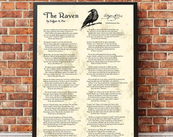 The Raven Poem | Edgar A. Poe  | Unabridged  | Literary Gift | Fine Arts Print