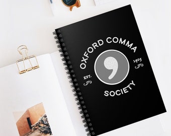 Oxford Comma Spiral Notebook | Ruled Line | Writer Editor Gift | Writer's Journal