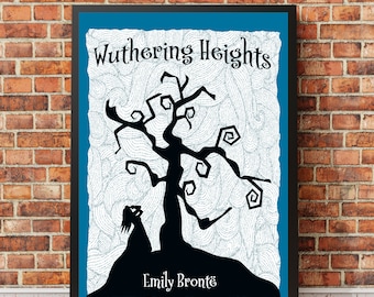 Wuthering Heights Poster, Emily Bronte, Classic Books, Literature Print, Booklovers