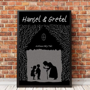 Poster di Hansel e Gretel, Fratelli Grimm, Carta opaca premium, Fiaba, Poster letterari, Libri classici, Stampa di Hansel e Gretel