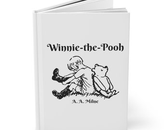 May include: A white book with a black and white illustration of Winnie-the-Pooh and Piglet on the cover. The title "Winnie-the-Pooh" is printed in black cursive font. The author's name, "A.A. Milne", is printed in black below the illustration.