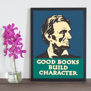 Abraham Lincoln Poster, Book Posters, Reading Poster, Literary Posters, Literary Gifts, Gifts for Booklovers, Classic Books, Reading Books