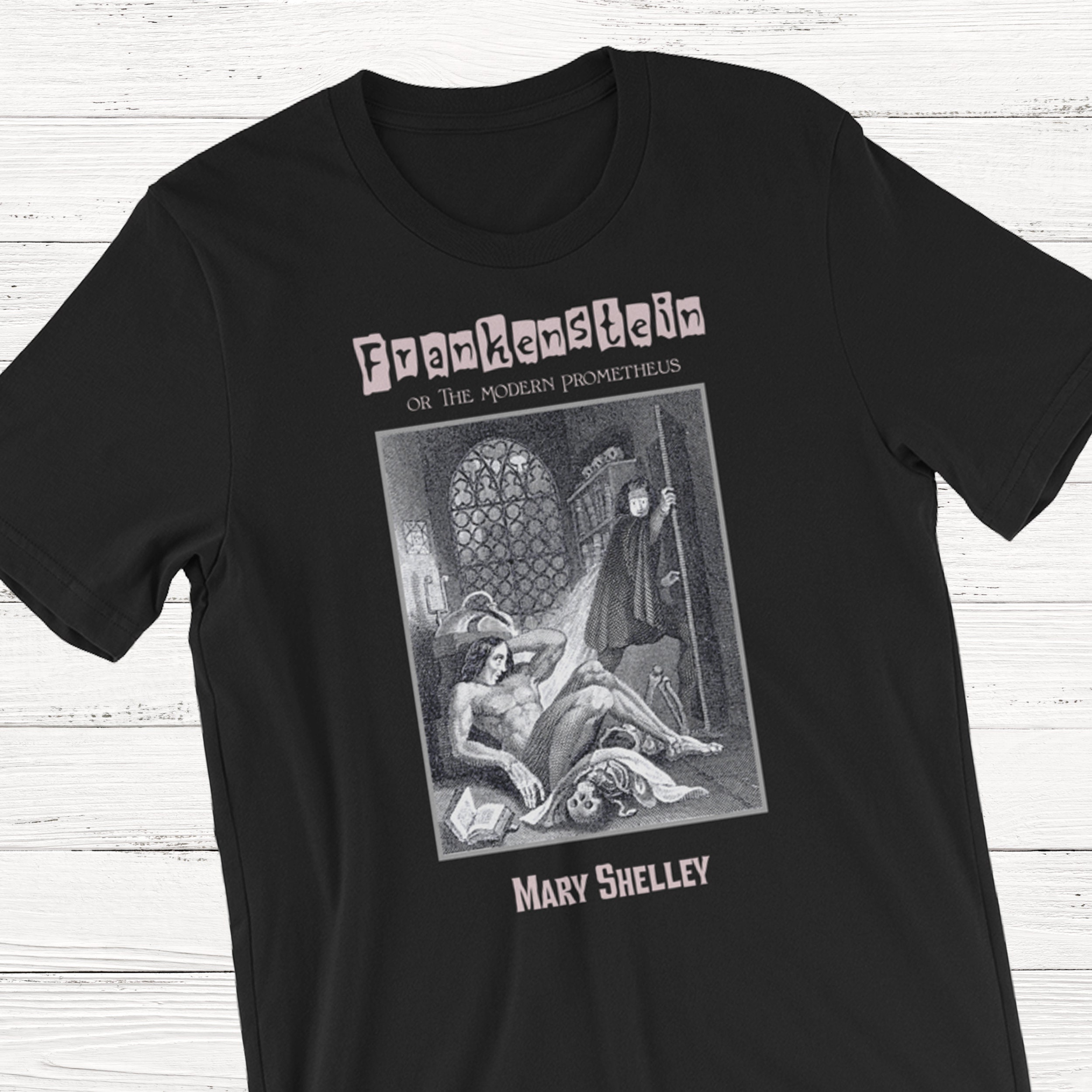 Frankenstein T-shirt, the Modern Prometheus, Mary Shelley, Book