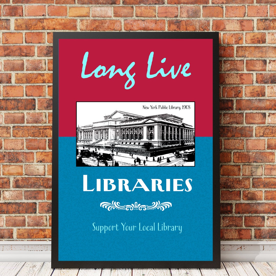 Library Poster New York Public Library Love Libraries Book Etsy