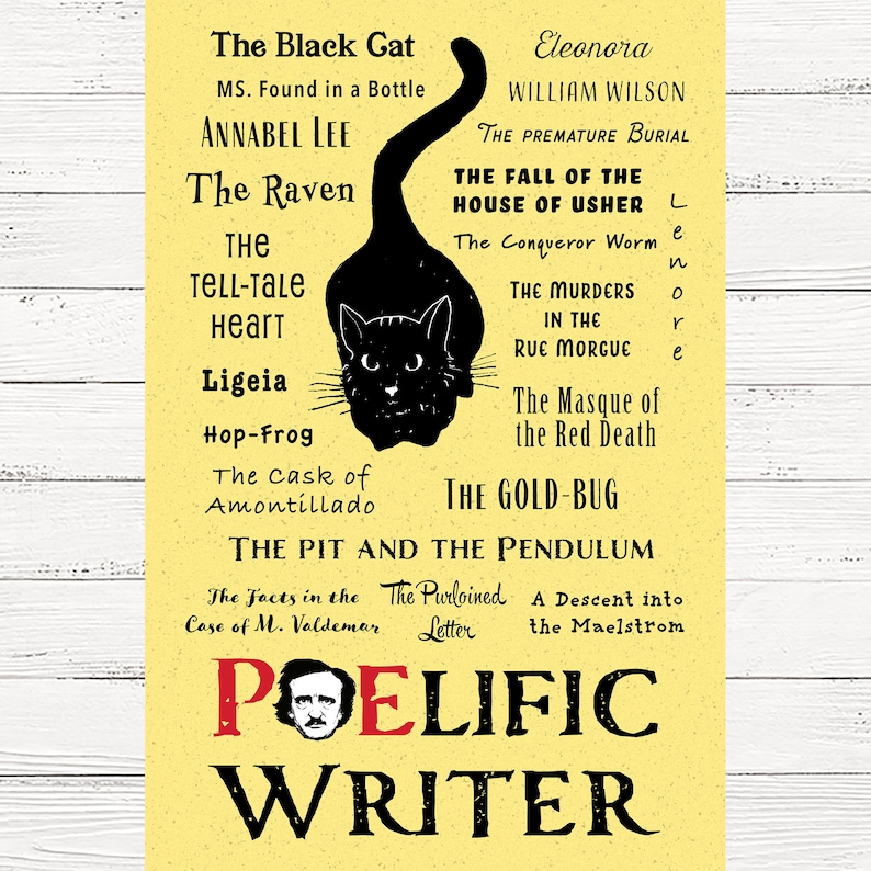 Poe Poster Edgar Allan Poe Literary Print Classic Books - Etsy