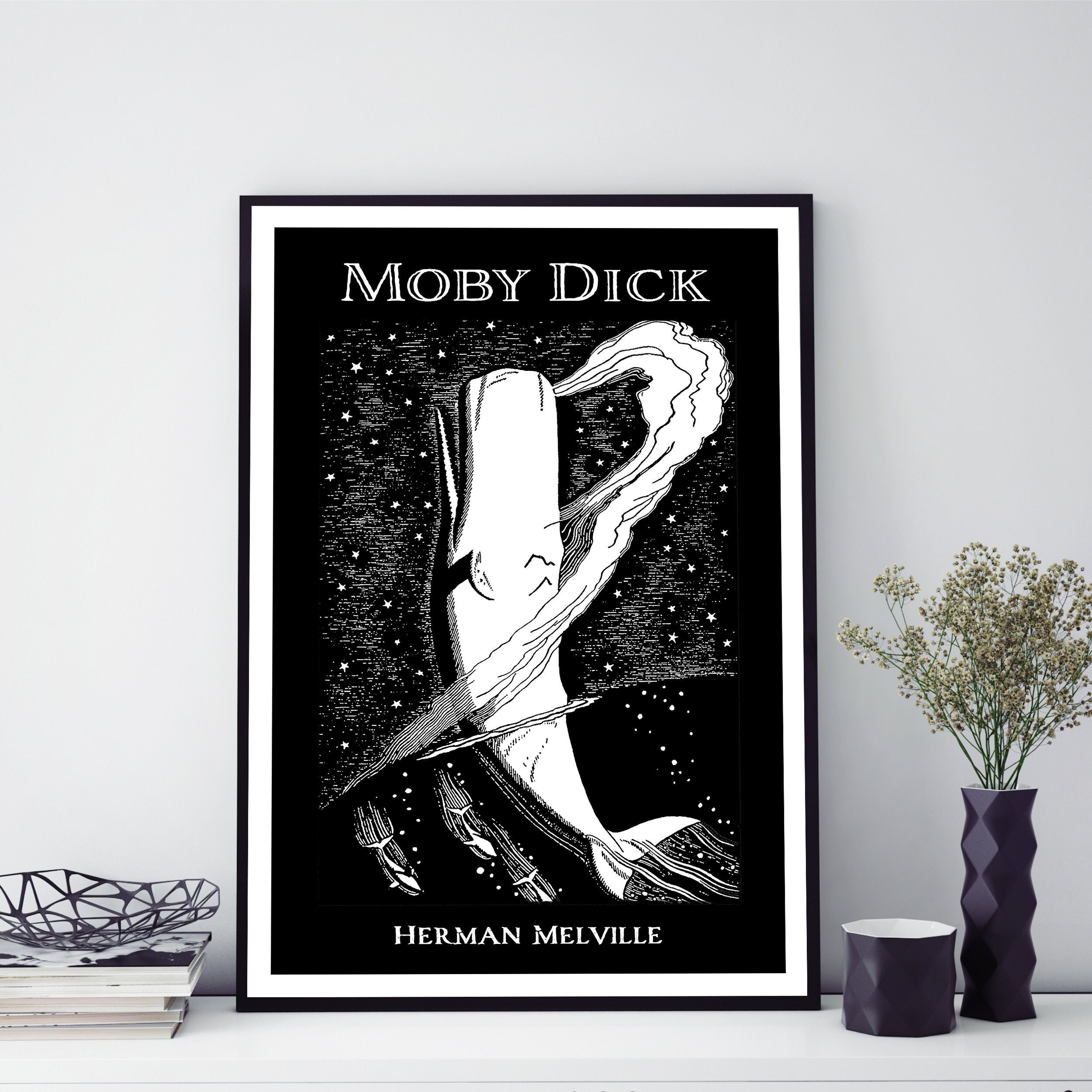 Herman Melville - Moby Dick (Grey) Poster by book merch