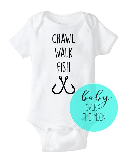 crawl walk fish onesie
