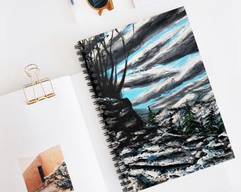 Verschneite Klippen Serene Landschaft Spiralblock - Ideal für Naturliebhaber, Journaling, Skizzieren, Geschenke für Studenten, umweltfreundlich