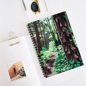 through the woods, Nature-inspired Spiral Notebook - Ruled Line, Perfect for Journaling, Eco-friendly Gift, Forest Lover&#39;s Notebook