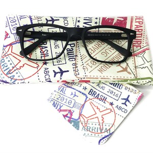 Passport Stamps designed glasses and sunglasses case | Gift for travelling sisters gift designer soft glasses case sunglasses cover for dad image 2