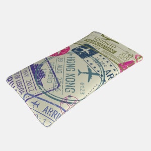 Passport Stamps designed glasses and sunglasses case | Gift for travelling sisters gift designer soft glasses case sunglasses cover for dad image 7
