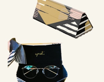 Caja de gafas - Diseño de impresión abstracta Caja de gafas plegable / Regalo de mamá de regalo de hijo para su marido regalo novia regalo caja de gafas de sol