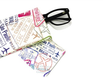 Passport Stamps diseñó gafas y estuche de gafas de sol / Regalo de 40 cumpleaños estuche de gafas suaves regalo de viaje para su regalo para el abuelo menor de 20 años