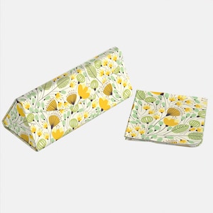 Brillenetui - Gelbe Blüten Faltbare Brillenhülle | Geburtstagsgeschenk für Schwester einzigartiges Geschenk für Freundin Blumen Brillenetui