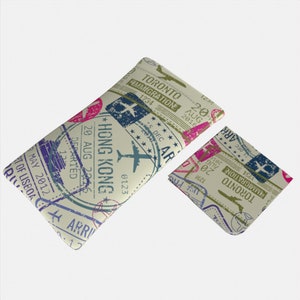 Passport Stamps designed glasses and sunglasses case | Gift for travelling sisters gift designer soft glasses case sunglasses cover for dad image 5