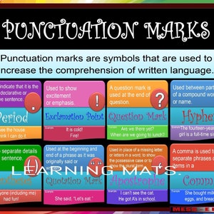 POSTERS/ Colorful Punctuation Marks Skills Poster/Teaching Tool/Student Resource/ English/Language Arts (12 x 18), No Laminating Needed !!