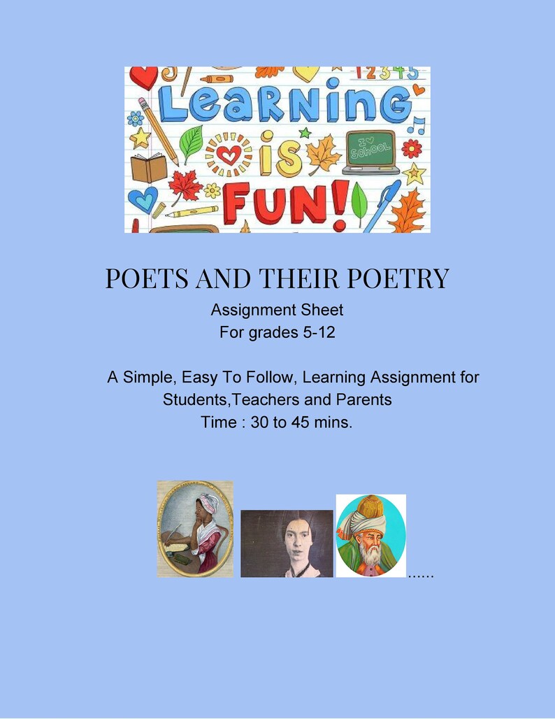 poets and poetry assignment for middle school and high school students students can work independently or in groups poetry for students poetry assignment