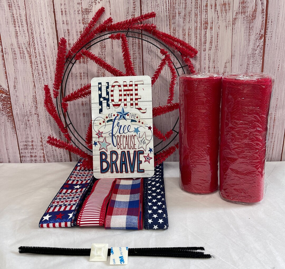 Patriotic Wreath Kit for Door, Wreath Kit, Patriotic Diy Kit, Wreath