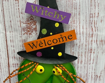 Halloween Door Hanger, Door Hanger for Halloween, Witch Sign Hanger, Metal Halloween Hanger for Door, Halloween Welcome Sign