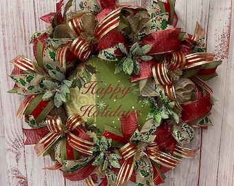 Christmas Farmhouse Wreath for Door, Holiday Door Decor, Christmas Front Door Decor, Country Wreath for Christmas