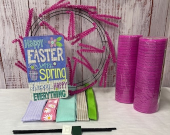 Easter wreath kit for door, diy wreath kit for easter, spring wreath diy kit, wreath kit for crafters, wreath making kit
