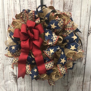Patriotic Wreath for Front Door, Americana Wreath, Year Round Wreath, Patriotic Decor, Housewarming Gift