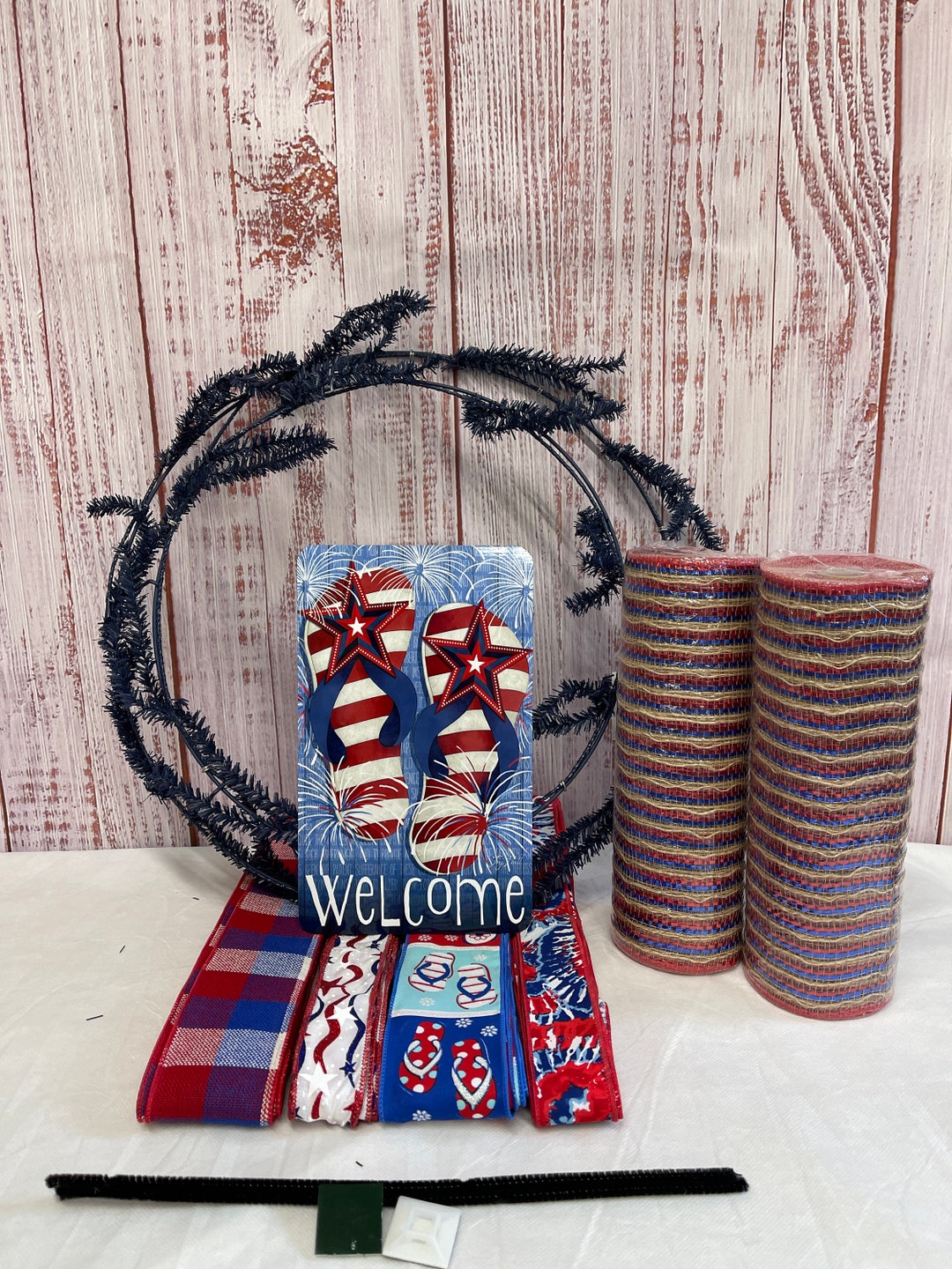 Patriotic Wreath Kit for Door, Wreath Kit, Patriotic DIY Kit, Wreath Kit for Crafters, Wreath ...