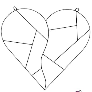 Digital Stained Glass Pattern for Download - Heart 2