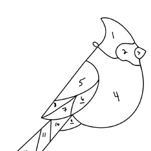 Digital Stained Glass Pattern for Download - Cardinal