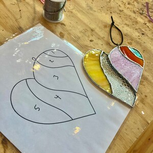 Digital Stained Glass Pattern for Download - Heart