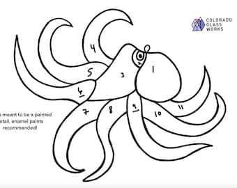 Digital Stained Glass Pattern for Download - Octopus