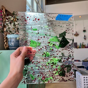 Clear With Green Confetti And Red Blobs - Uroboros