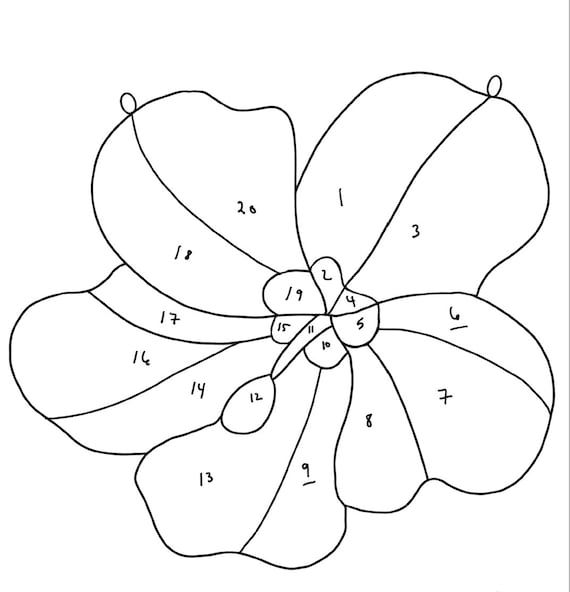 Digital Stained Glass Pattern for Download - Hibiscus Flower
