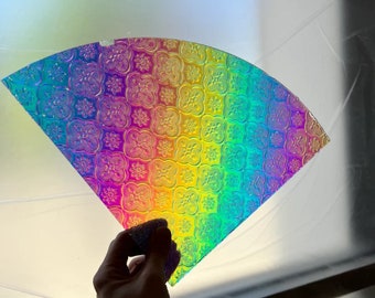 Dichroic Stained Glass Sheet: Rainbow Lace Pattern (9.5x9.5in)