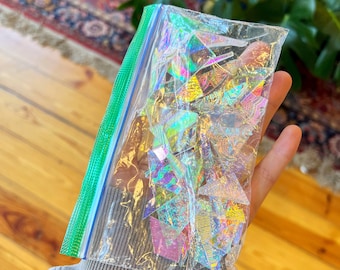 Clear Dichroic Scrap Glass Seconds  - great for mosaics, jewelry, and small accents in stained glass pieces (free US shipping)