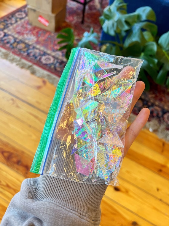 Clear Dichroic Scrap Glass Seconds  - great for mosaics, jewelry, and small accents in stained glass pieces (free US shipping)